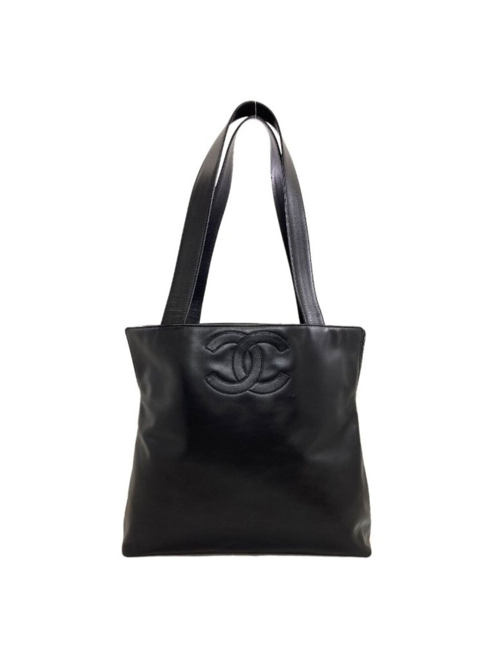 Chanel CC Logo Tote Bag Lambskin